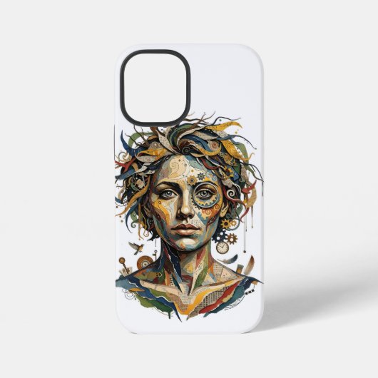 Clockwork Muse — 超現実的なスチームパンクの肖像画 iPhoneケース (裏面)