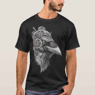 Clockwork Raven Portrait — Pen-and-Ink Steampunk  Tシャツ