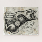 Clockwork Shiba – Gothic Overthinking Dog Puzzle ジグソーパズル (横)