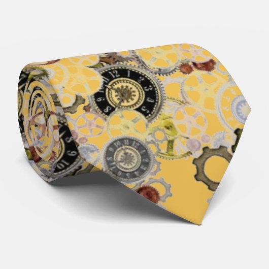 Clockwork Steampunkパターン黄色 ネクタイ (ロール)