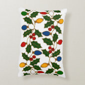 Cloisonne Art Christmas Lights and Holly アクセントクッション (裏面(縦))