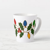 Cloisonne Art Christmas Lights and Holly カフェラテマグ (右アングル)