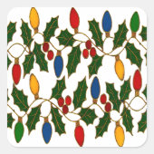 Cloisonne Art Christmas Lights and Holly スクエアシール (正面)