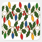 Cloisonne Art Christmas Lights and Holly スクエアシール (正面)