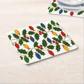 Cloisonne Art Christmas Lights and Holly スクエアペーパーコースター (アングル)