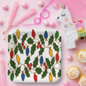 Cloisonne Art Christmas Lights and Holly ペーパープレート (パーティー)