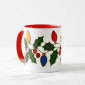 Cloisonne Art Christmas Lights and Holly マグカップ (正面左)