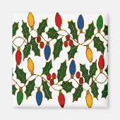Cloisonne Art Christmas Lights and Holly マグネット (正面)