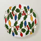 Cloisonne Art Christmas Lights and Holly ラウンドクッション (裏面)