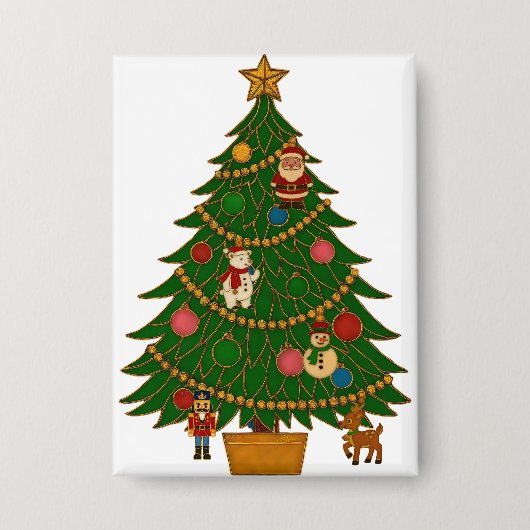 Cloisonne Art Christmas Tree Character Ornaments 缶バッジ (正面)