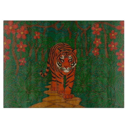 Cloisonne Art Tiger on the Jungle Path カッティングボード (正面)
