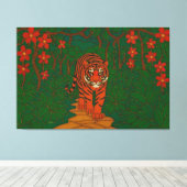 Cloisonne Art Tiger on the Jungle Path キャンバスプリント (インサイチュ (ウッドフロア))