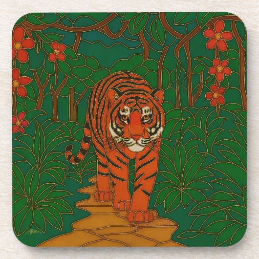 Cloisonne Art Tiger on the Jungle Path コースター (正面)