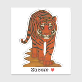 Cloisonne Art Tiger on the Jungle Path シール