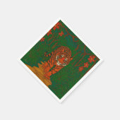 Cloisonne Art Tiger on the Jungle Path スタンダードカクテルナプキン (角)