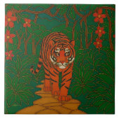 Cloisonne Art Tiger on the Jungle Path タイル (正面)