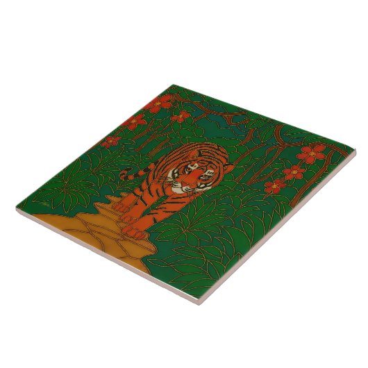 Cloisonne Art Tiger on the Jungle Path タイル (側面)