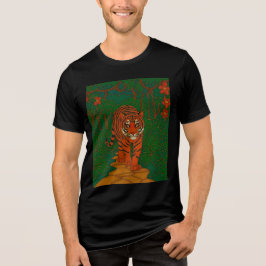 Cloisonne Art Tiger on the Jungle Path トライブレンドＴシャツ
