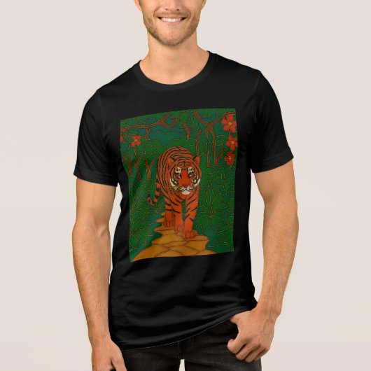 Cloisonne Art Tiger on the Jungle Path トライブレンドＴシャツ (正面)