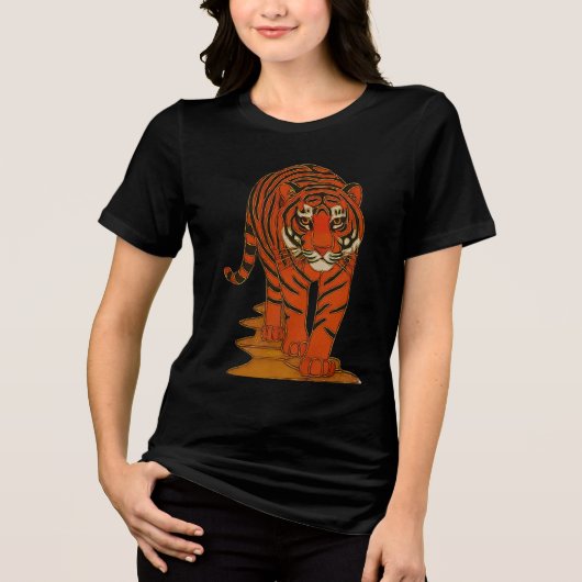 Cloisonne Art Tiger on the Jungle Path トライブレンドＴシャツ (正面)
