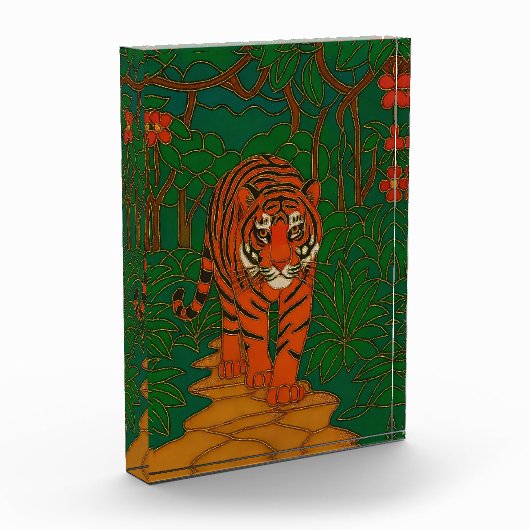 Cloisonne Art Tiger on the Jungle Path フォトブロック (左)