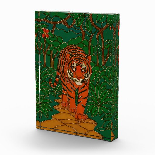 Cloisonne Art Tiger on the Jungle Path フォトブロック (右)