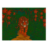 Cloisonne Art Tiger on the Jungle Path ポスター (正面)