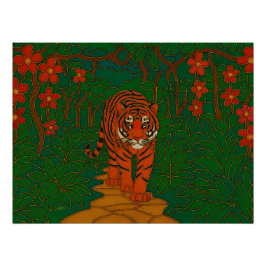 Cloisonne Art Tiger on the Jungle Path ポスター