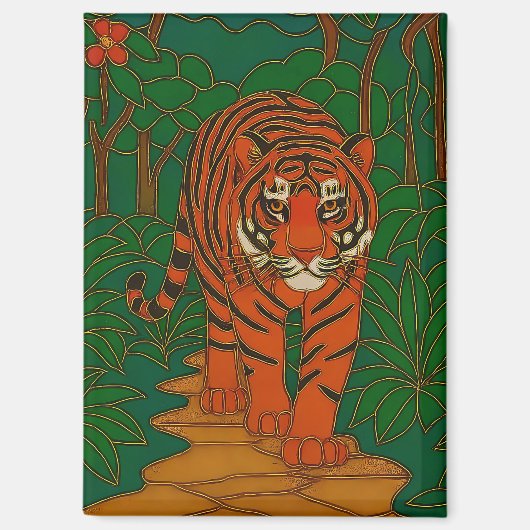 Cloisonne Art Tiger on the Jungle Path マグネット (正面)