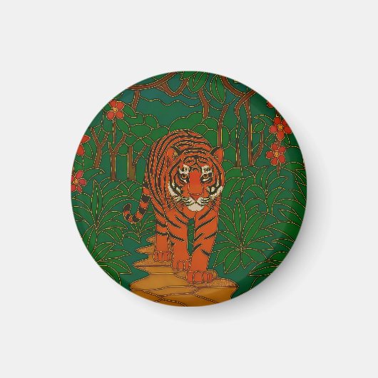 Cloisonne Art Tiger on the Jungle Path マグネット (正面)