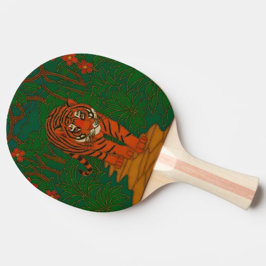 Cloisonne Art Tiger on the Jungle Path 卓球ラケット (横)