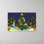 Cloisonne Art Whimsical Forest Classic Christmas  キャンバスプリント (正面)