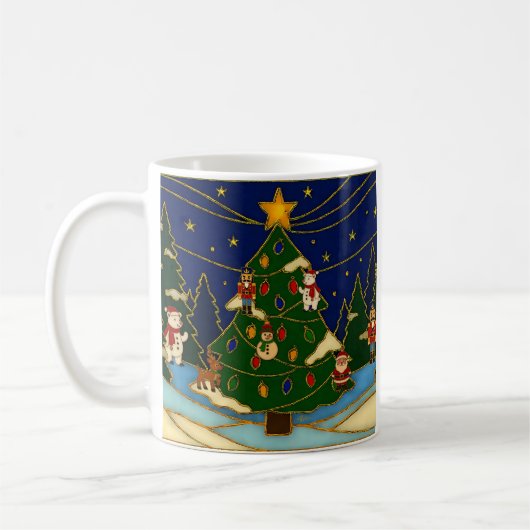 Cloisonne Art Whimsical Forest Classic Christmas  コーヒーマグカップ (左)