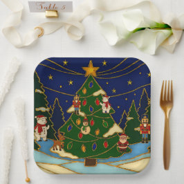 Cloisonne Art Whimsical Forest Classic Christmas  ペーパープレート