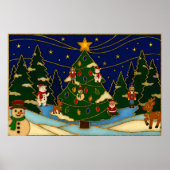 Cloisonne Art Whimsical Forest Classic Christmas  ポスター (正面)