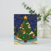 Cloisonne Art Whimsical Forest Classic Christmas ポストカード (スタンド正面)