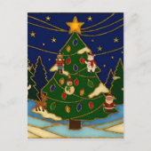 Cloisonne Art Whimsical Forest Classic Christmas  ポストカード (正面)