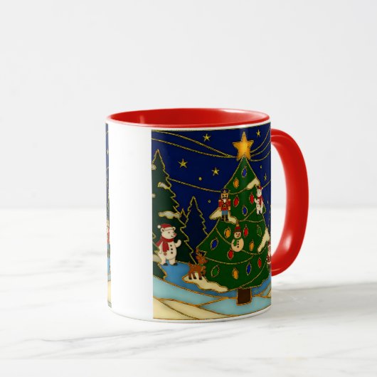 Cloisonne Art Whimsical Forest Classic Christmas  マグカップ (正面右)