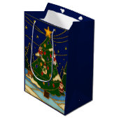 Cloisonne Art Whimsical Forest Classic Christmas ミディアムペーパーバッグ (正面アングル)