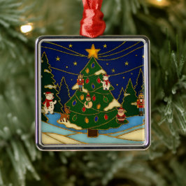 Cloisonne Art Whimsical Forest Classic Christmas  メタルオーナメント