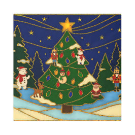 Cloisonne Art Whimsical Forest Classic Christmas  メタルプリント