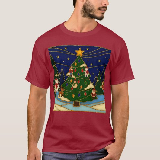Cloisonne Art Whimsical Forest Classic Christmas  Tシャツ (正面)