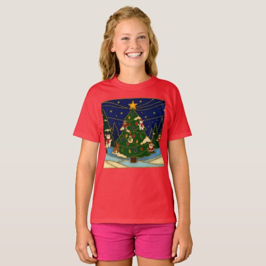 Cloisonne Art Whimsical Forest Classic Christmas  Tシャツ (正面フル)