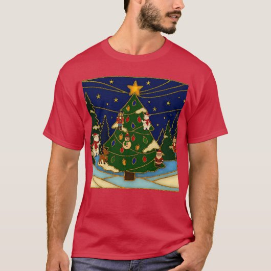 Cloisonne Art Whimsical Forest Classic Christmas  Tシャツ (正面)