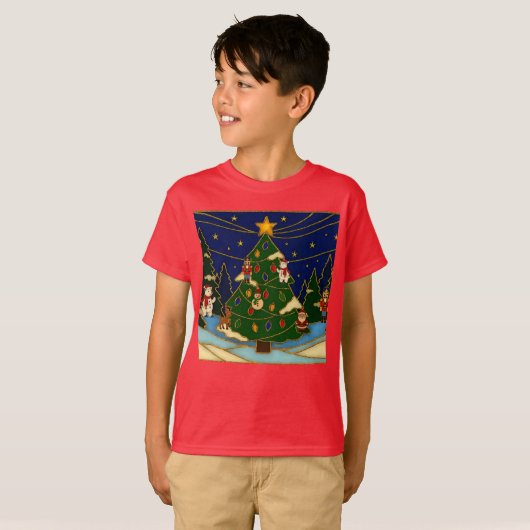 Cloisonne Art Whimsical Forest Classic Christmas  Tシャツ (正面フル)