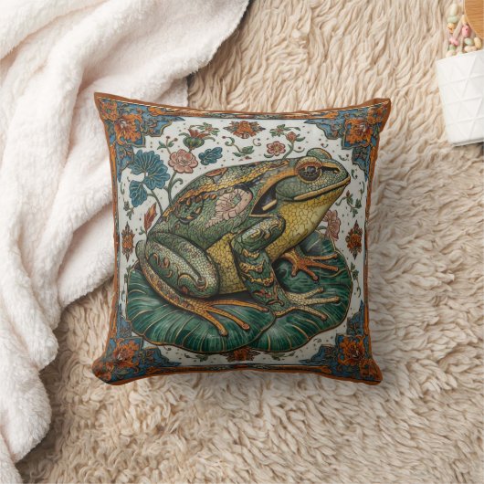 Cloisonne Frog on Lily Pad クッション (ブランケット)