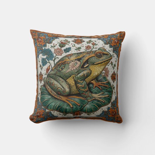 Cloisonne Frog on Lily Pad クッション (正面)