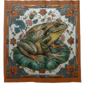 Cloisonne Frog on Lily Pad  シャワーカーテン (正面)
