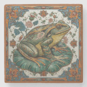Cloisonne Frog on Lily Pad ストーンコースター (正面)