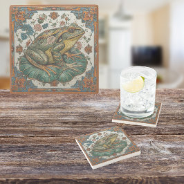 Cloisonne Frog on Lily Pad ストーンコースター